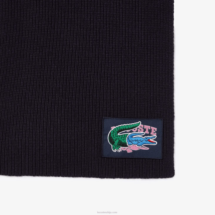 Жене ребраста вунена капа и поклон сет 86881691 тамноплава 166 Lacoste