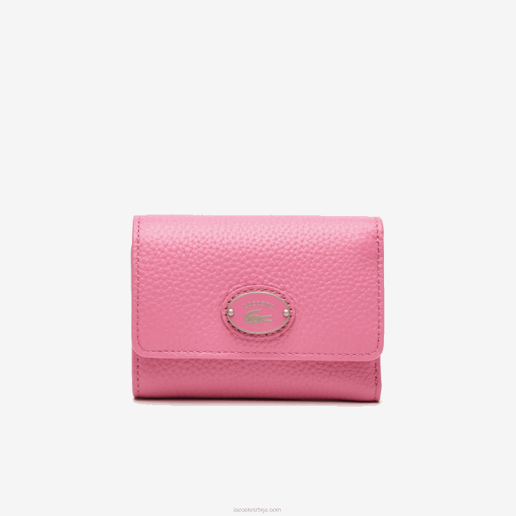 Жене новчаник са преклопом од горње зрнасте коже 86882807 реседа л39 Lacoste