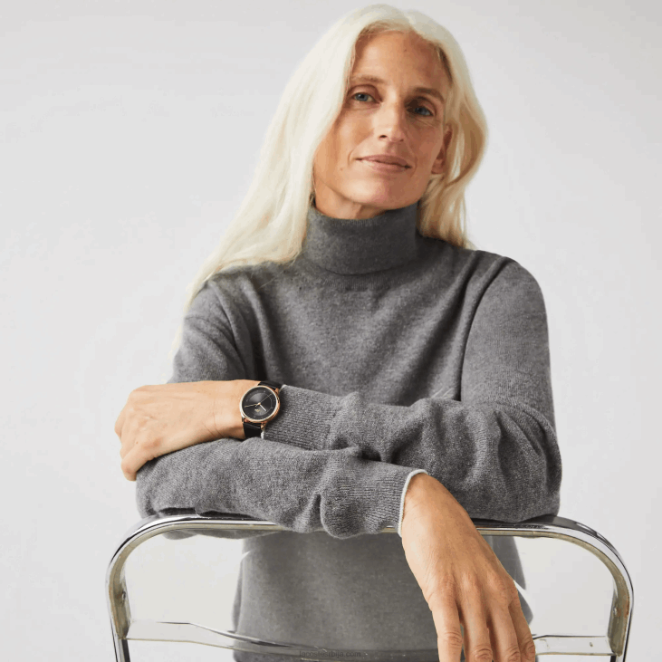 Жене клуб са 3 казаљке - црни са кожним ременом 86882924 црна 000 Lacoste