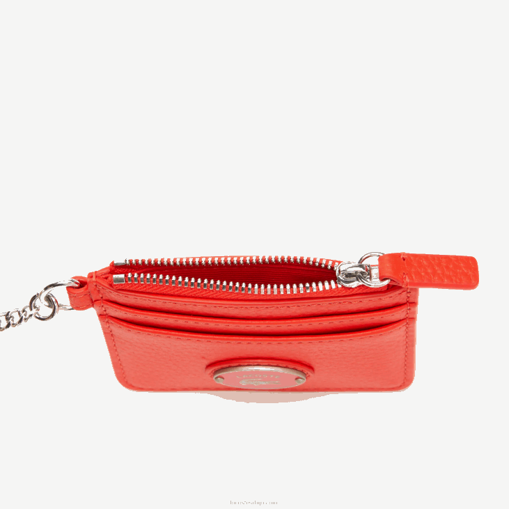 Жене држач за картице од зрнасте коже са карабином 86882809 цоррида л41 Lacoste