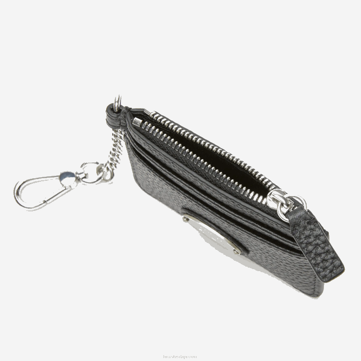 Жене држач за картице од зрнасте коже са карабином 86882810 црна 000 Lacoste