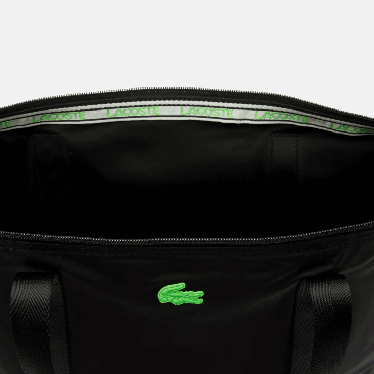 Жене иззие велике пругасте ручке платнена торба за куповину 86882822 ноир верт флуо к03 Lacoste