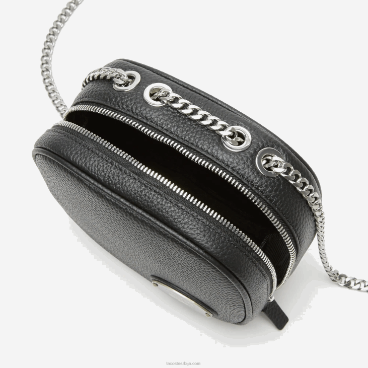 Жене мала зрнаста кожна цроссовер торба 86882853 црна 000 Lacoste