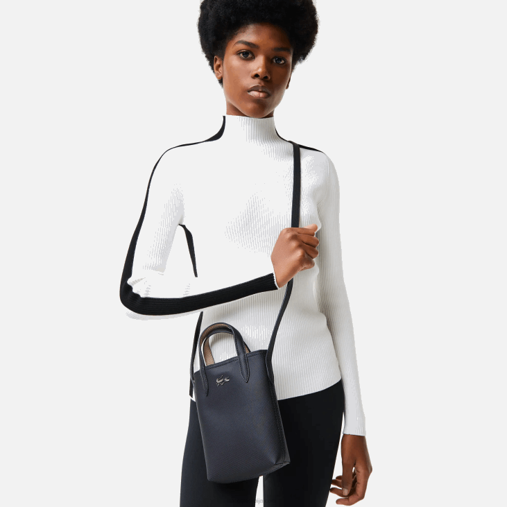 Жене анна сигнатуре петит пикуе реверзибилна торба за раме 86882871 ноир крема а91 Lacoste