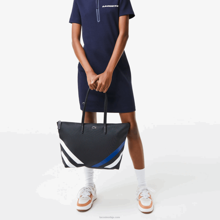 Жене торба за куповину са контрастним колор-блок пругама 86882890 ноир марина бланц к35 Lacoste