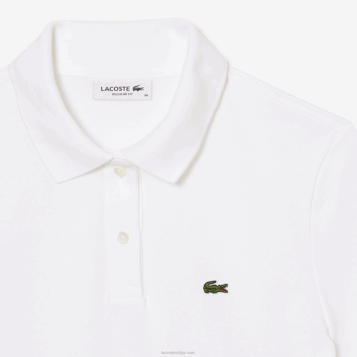 Жене Петит пикуе поло меканог памука регуларног кроја 86882363 бела 001 Lacoste