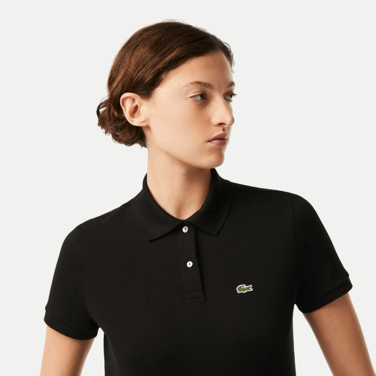 Жене Петит пикуе поло меканог памука регуларног кроја 86882364 црна 031 Lacoste