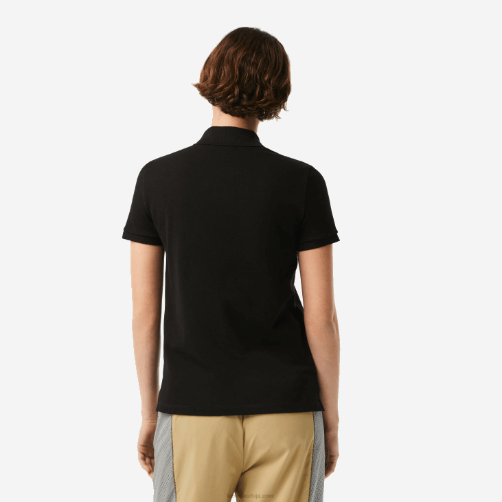 Жене Петит пикуе поло меканог памука регуларног кроја 86882364 црна 031 Lacoste