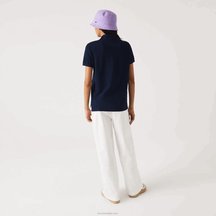 Жене Петит пикуе поло меканог памука регуларног кроја 86882365 тамноплава 166 Lacoste