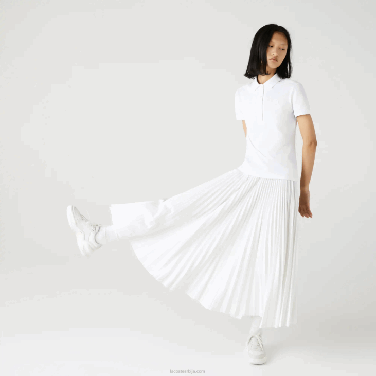 Жене слим фит стреч памучни пике поло 86882468 бела 001 Lacoste