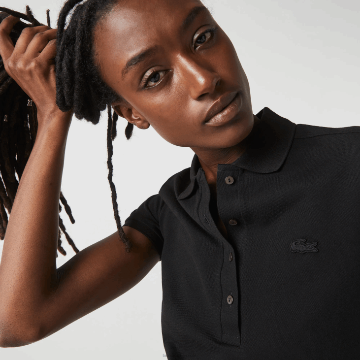 Жене слим фит стреч памучни пике поло 86882469 црна 031 Lacoste