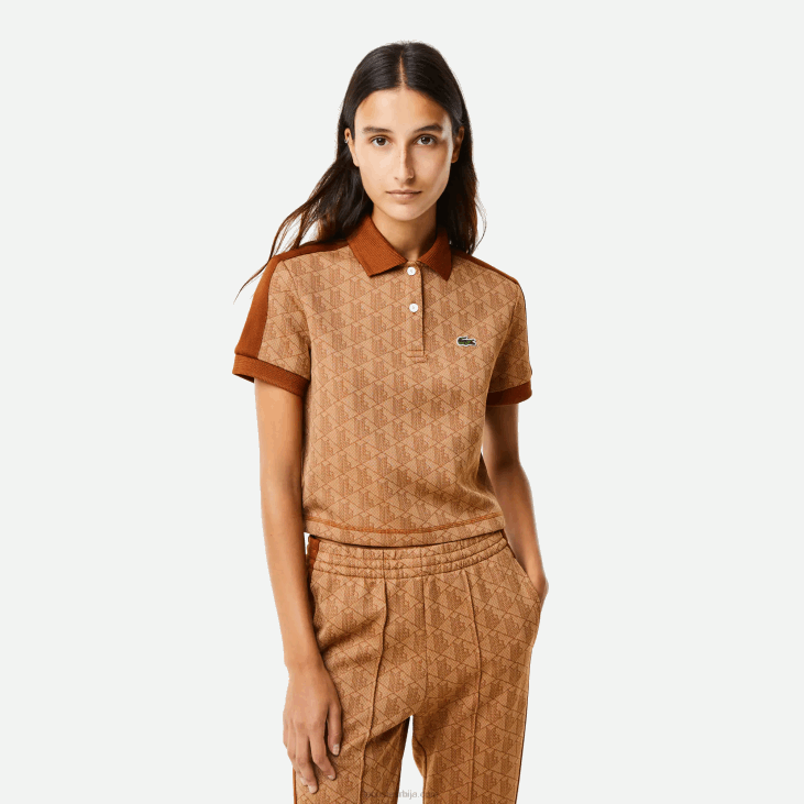 Жене регулар фит поло са монограмом 86882475 беж браон звм Lacoste
