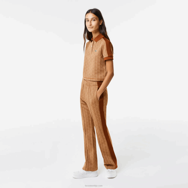 Жене регулар фит поло са монограмом 86882475 беж браон звм Lacoste