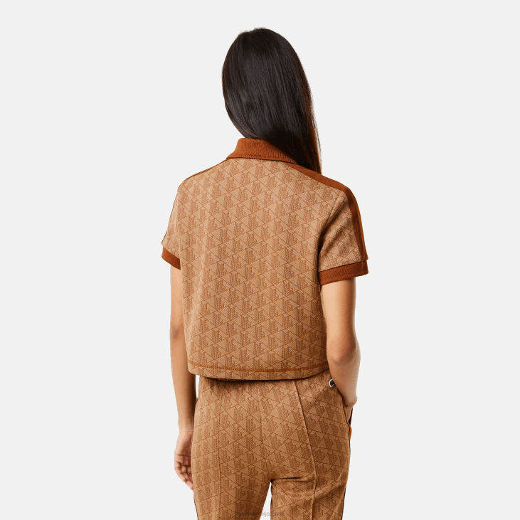 Жене регулар фит поло са монограмом 86882475 беж браон звм Lacoste