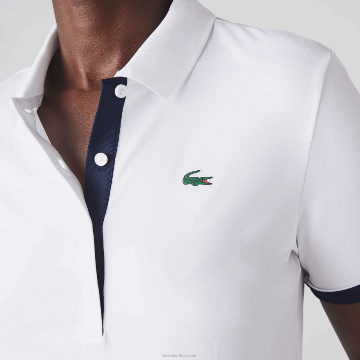 Жене спорт прозрачни растегљиви голф поло 86882488 бела тамноплава 522 Lacoste