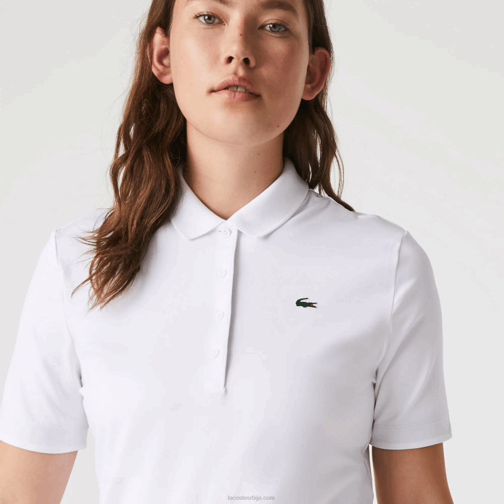 Жене спорт прозрачни растегљиви голф поло 86882488 бела тамноплава 522 Lacoste