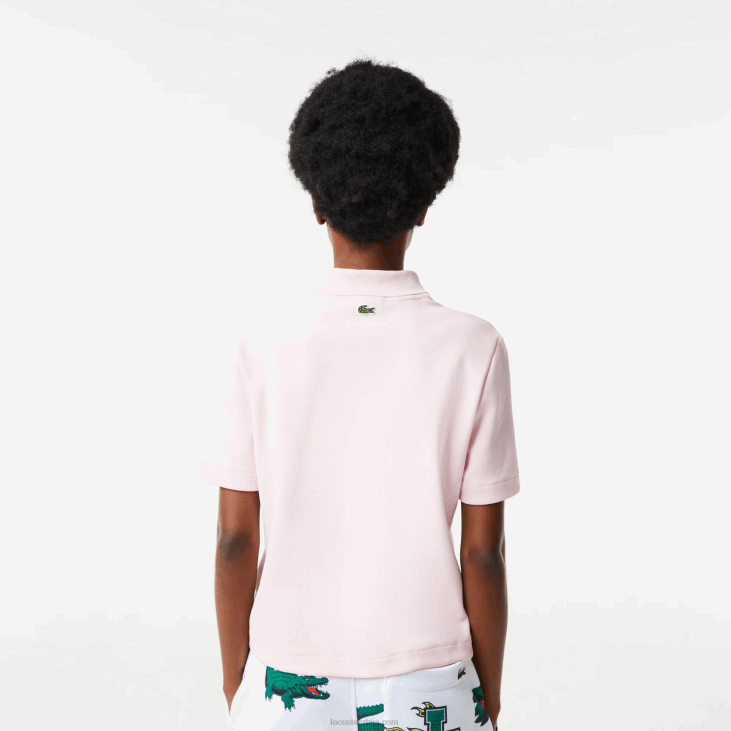 Жене регулар фит стрип беџ поло 86882494 светло розе т03 Lacoste