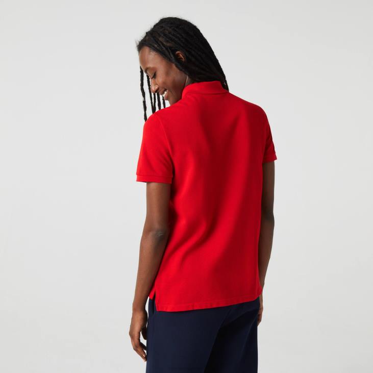 Жене Петит пикуе поло меканог памука регуларног кроја 86882504 црвена 240 Lacoste