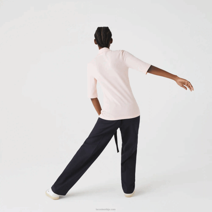 Жене слим фит гипки памучни поло 86882514 светло розе ади Lacoste