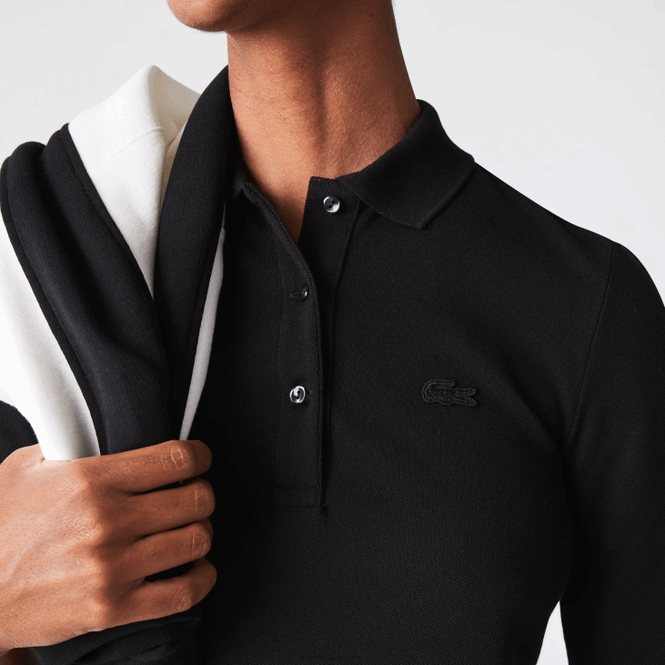 Жене слим фит гипки памучни поло 86882515 црна 031 Lacoste