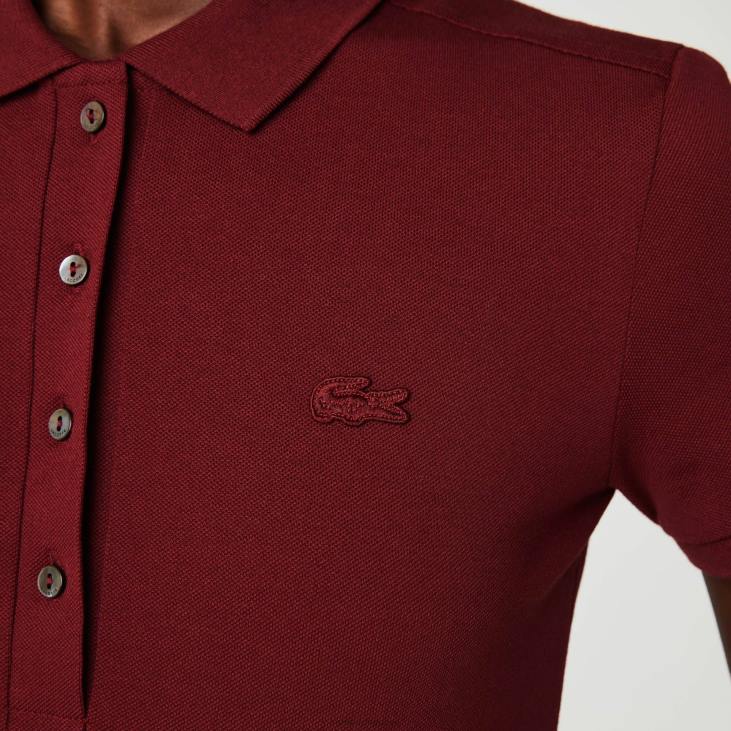 Жене слим фит стреч памучни пике поло 86882518 бордо зс1 Lacoste