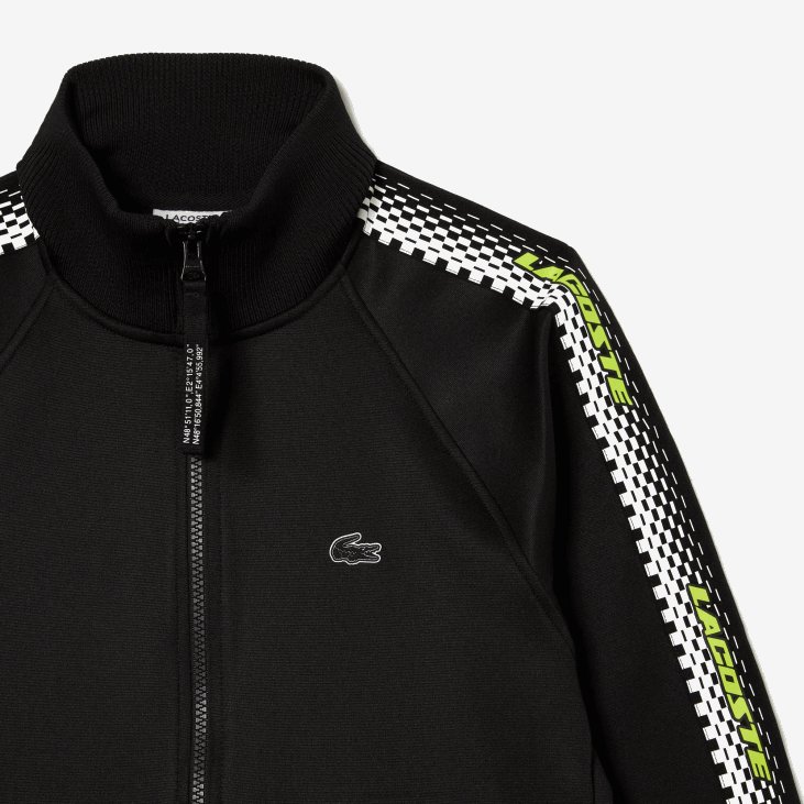 Жене дуксерица са рајсфершлусом на траку са логотипом 86882397 црна 031 Lacoste