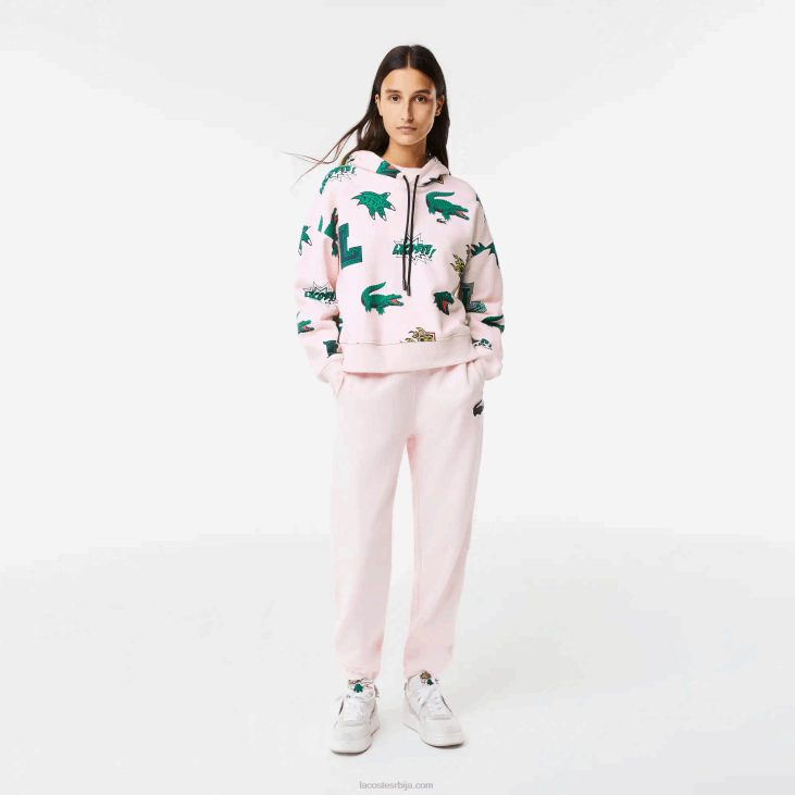 Жене превелики дукс од флиса са капуљачом 86882556 светло розе т03 Lacoste