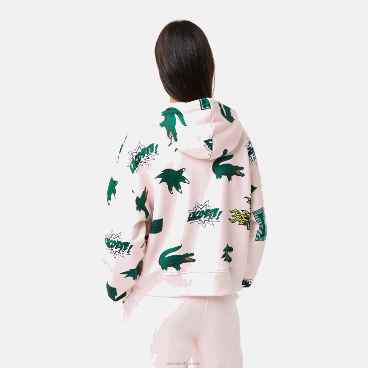 Жене превелики дукс од флиса са капуљачом 86882556 светло розе т03 Lacoste