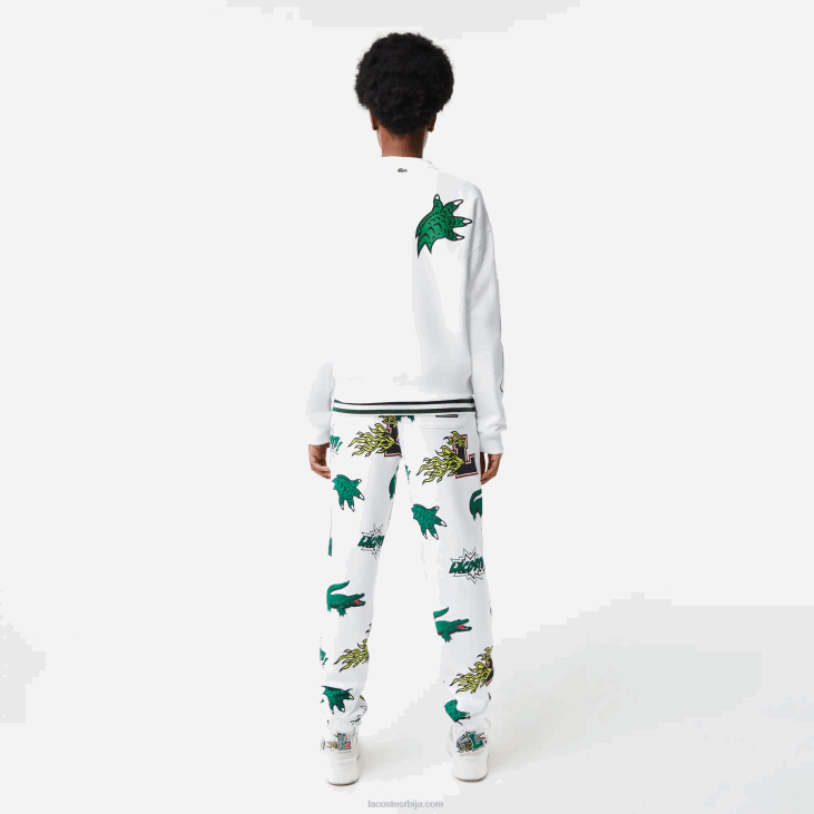 Жене оверсизе принт и брендирани дукс 86882578 бела 001 Lacoste