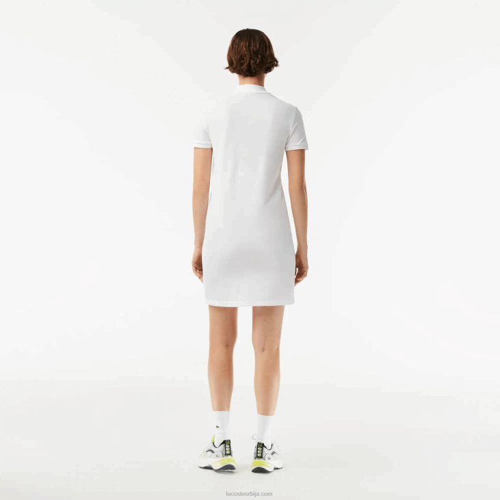 Жене пикуе плетена поло хаљина 86882360 бела 001 Lacoste