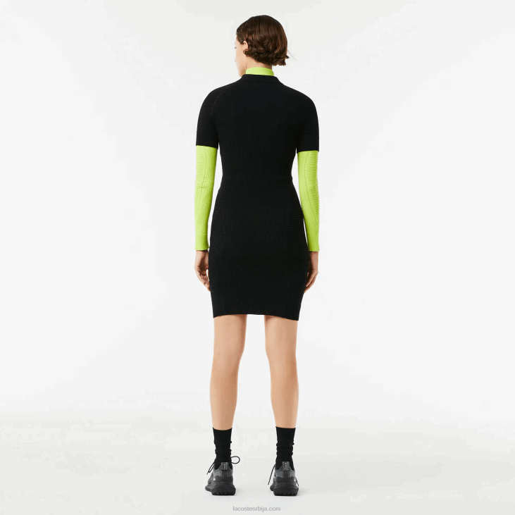 Жене плетени детаљи предња хаљина са патент затварачем 86882481 црна 031 Lacoste