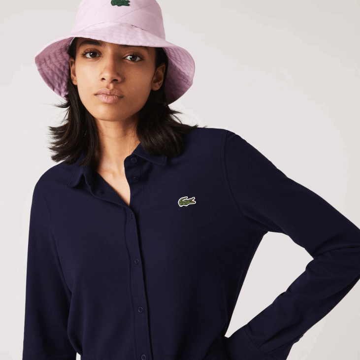 Жене подесива памучна пике поло хаљина 86882491 тамноплава 166 Lacoste