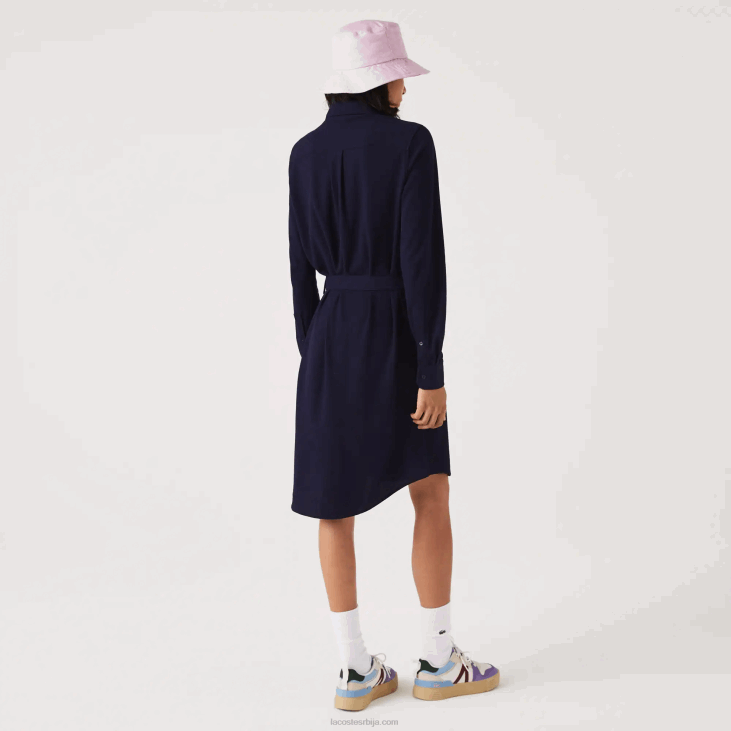 Жене подесива памучна пике поло хаљина 86882491 тамноплава 166 Lacoste