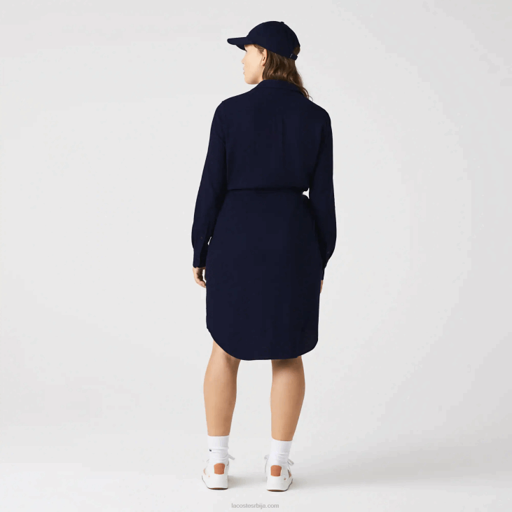 Жене подесива памучна пике поло хаљина 86882491 тамноплава 166 Lacoste
