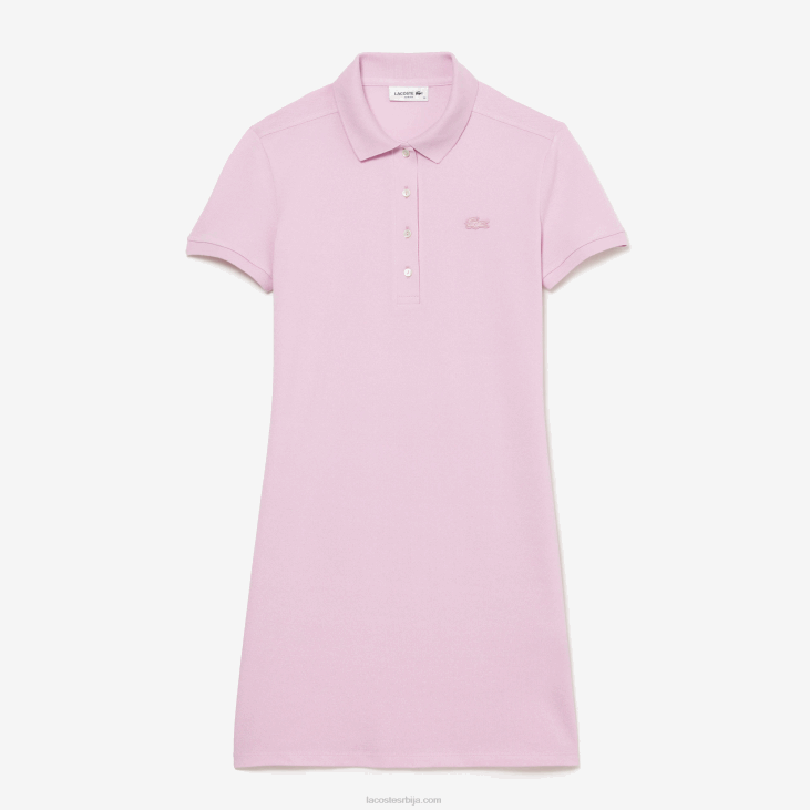 Жене растезљива памучна пике поло хаљина 86882505 розе з4х Lacoste
