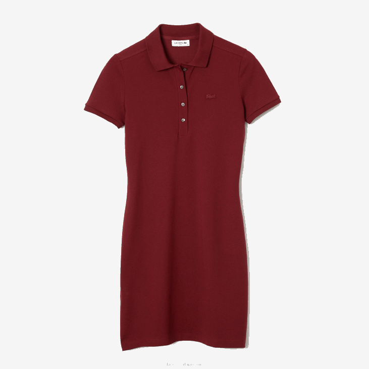 Жене растезљива памучна пике поло хаљина 86882513 бордо з7ф Lacoste