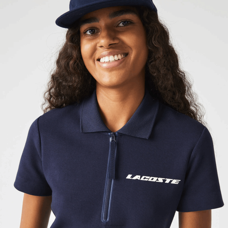 Жене брендирана поло хаљина од памучног дреса 86882517 тамноплава 166 Lacoste