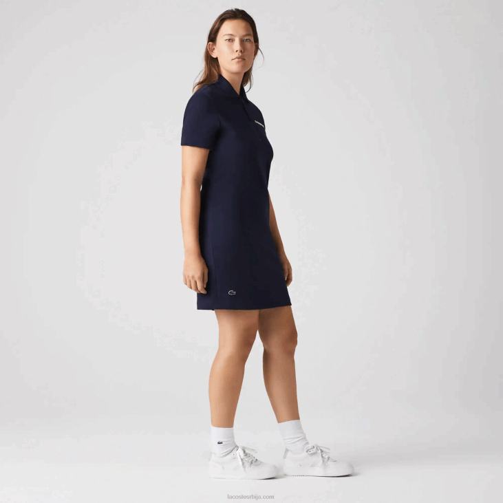 Жене брендирана поло хаљина од памучног дреса 86882517 тамноплава 166 Lacoste