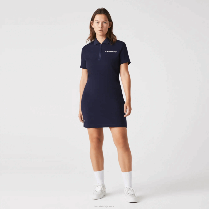 Жене брендирана поло хаљина од памучног дреса 86882517 тамноплава 166 Lacoste