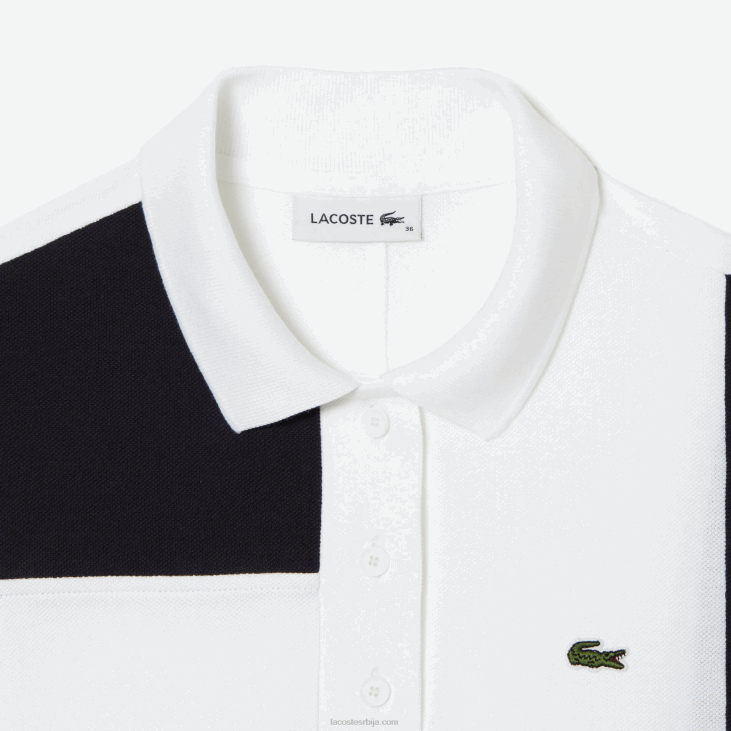 Жене патцхворк пикуе поло хаљина 86882519 бела сбх Lacoste