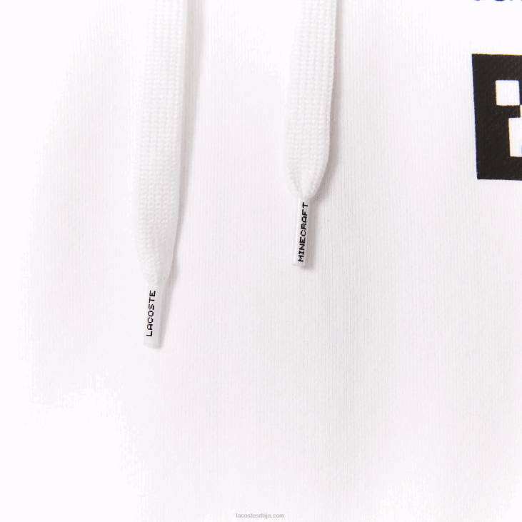 Жене ливе к минецрафт хаљина са капуљачом од органског флиса 86882521 бела 001 Lacoste