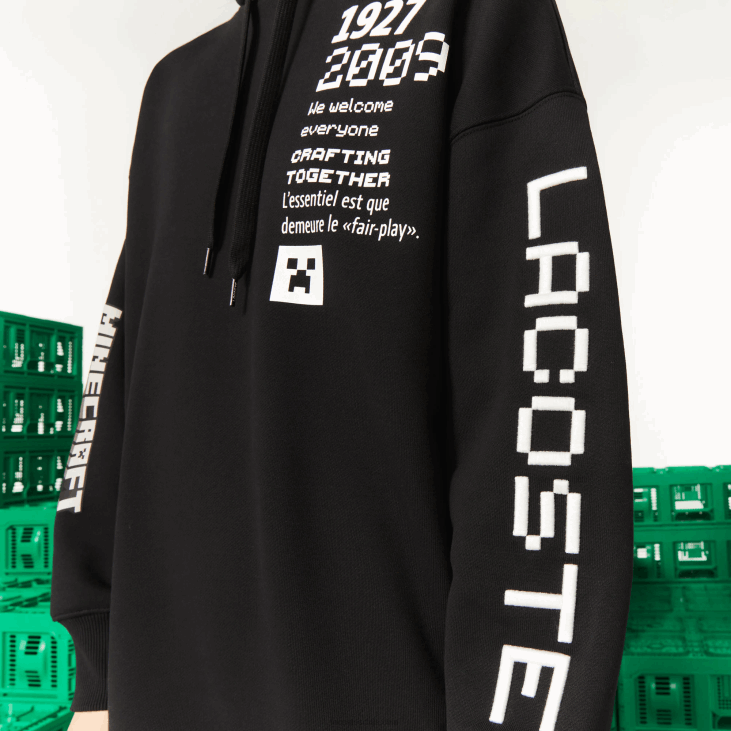 Жене ливе к минецрафт хаљина са капуљачом од органског флиса 86882522 црна 031 Lacoste