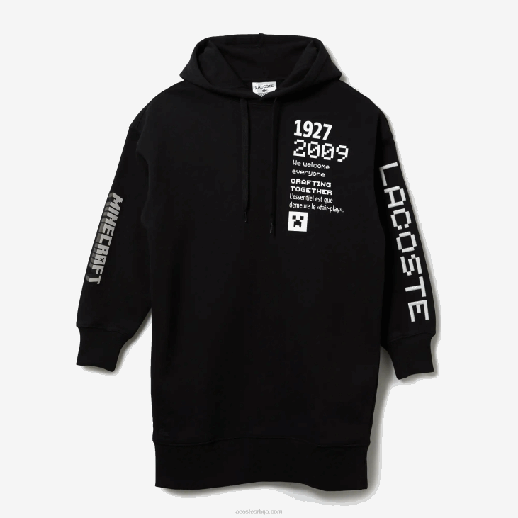 Жене ливе к минецрафт хаљина са капуљачом од органског флиса 86882522 црна 031 Lacoste