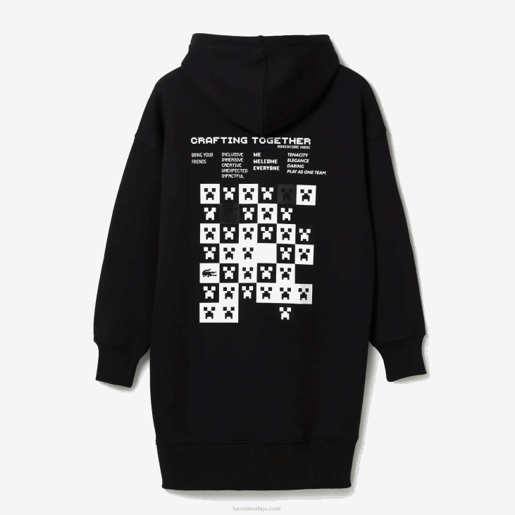 Жене ливе к минецрафт хаљина са капуљачом од органског флиса 86882522 црна 031 Lacoste