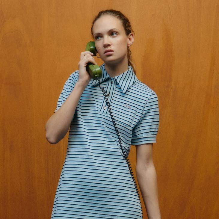 Жене лацосте к гооп пругаста жакардна хаљина 86882672 тамноплава бела цјр