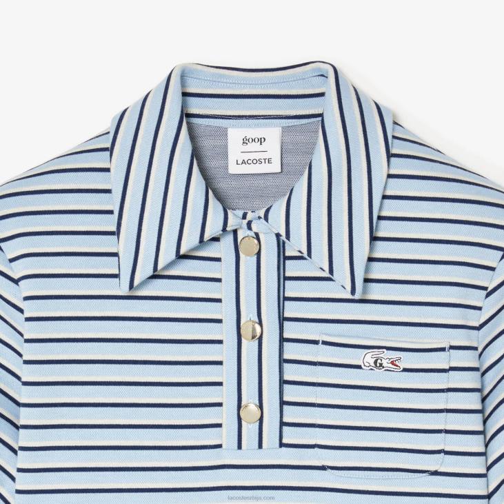 Жене лацосте к гооп пругаста жакардна хаљина 86882672 тамноплава бела цјр