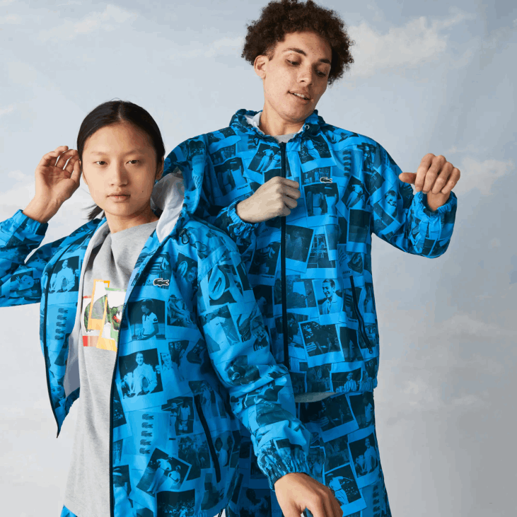 Жене ливе полароид јакна за сарадњу 86881304 плава црна блв Lacoste