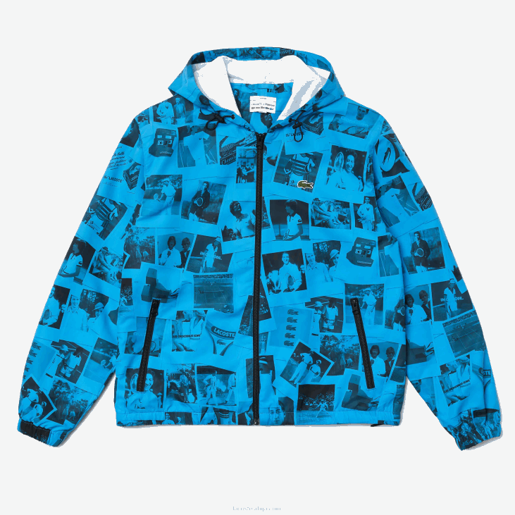 Жене ливе полароид јакна за сарадњу 86881304 плава црна блв Lacoste