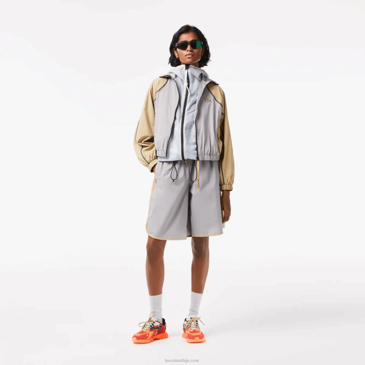 Жене превелика двобојна јакна 86882431 сива беж 7мт Lacoste