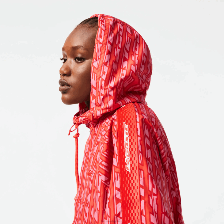 Жене велика јакна са капуљачом 86882438 наранџасто црвено розе зи1 Lacoste